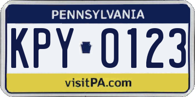PA license plate KPY0123