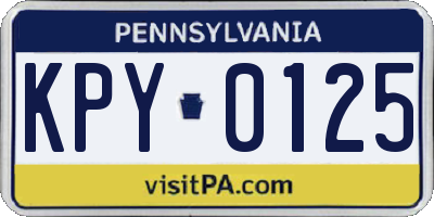 PA license plate KPY0125