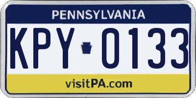 PA license plate KPY0133