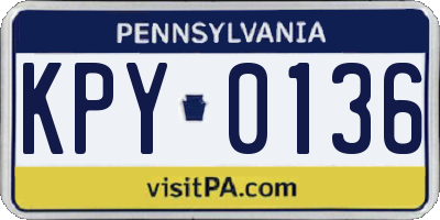 PA license plate KPY0136