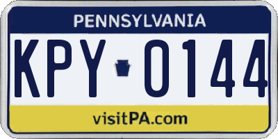 PA license plate KPY0144