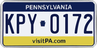 PA license plate KPY0172