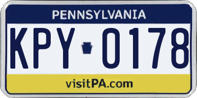 PA license plate KPY0178