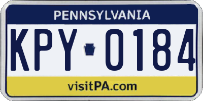 PA license plate KPY0184