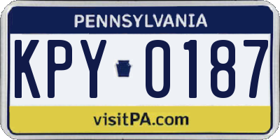 PA license plate KPY0187