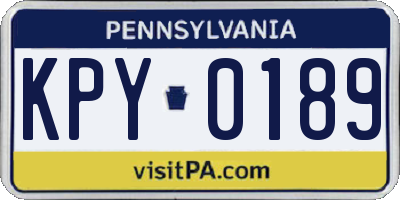 PA license plate KPY0189