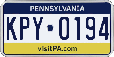 PA license plate KPY0194