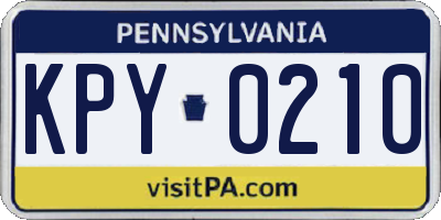 PA license plate KPY0210