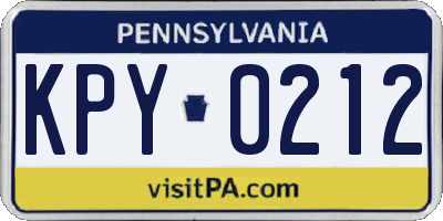 PA license plate KPY0212