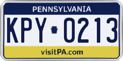 PA license plate KPY0213