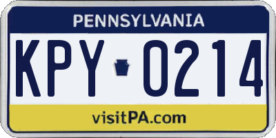 PA license plate KPY0214