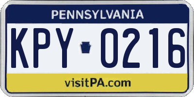 PA license plate KPY0216