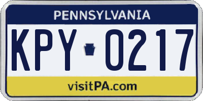 PA license plate KPY0217