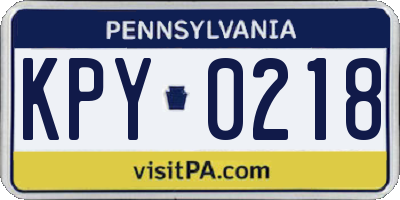 PA license plate KPY0218