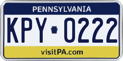 PA license plate KPY0222