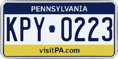 PA license plate KPY0223