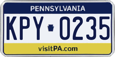 PA license plate KPY0235