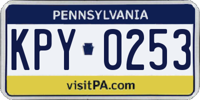 PA license plate KPY0253