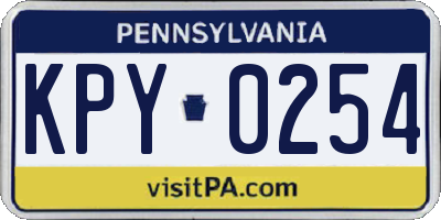 PA license plate KPY0254