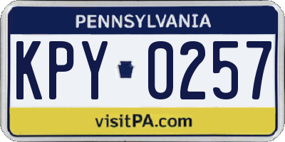 PA license plate KPY0257