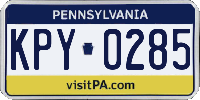 PA license plate KPY0285