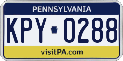 PA license plate KPY0288