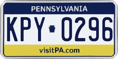 PA license plate KPY0296