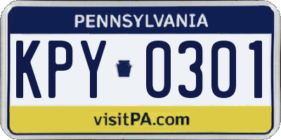 PA license plate KPY0301