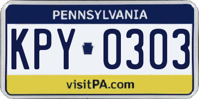 PA license plate KPY0303