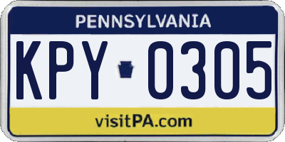 PA license plate KPY0305