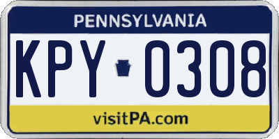 PA license plate KPY0308