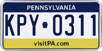 PA license plate KPY0311