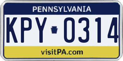 PA license plate KPY0314