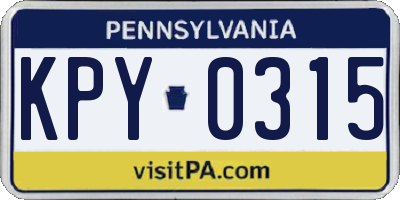 PA license plate KPY0315