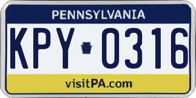 PA license plate KPY0316