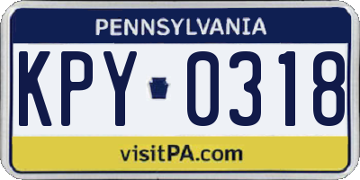 PA license plate KPY0318