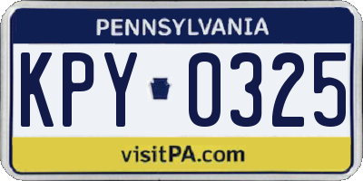 PA license plate KPY0325