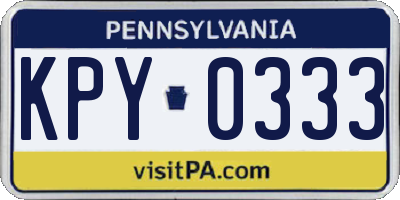PA license plate KPY0333