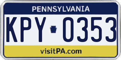 PA license plate KPY0353