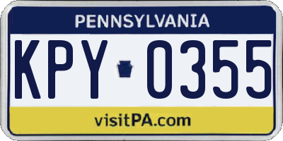PA license plate KPY0355