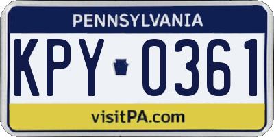 PA license plate KPY0361