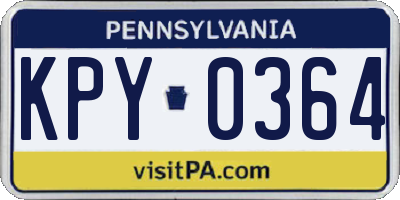 PA license plate KPY0364