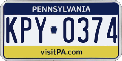 PA license plate KPY0374