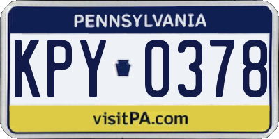 PA license plate KPY0378