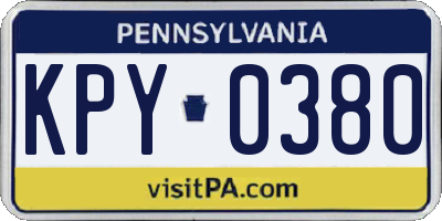 PA license plate KPY0380