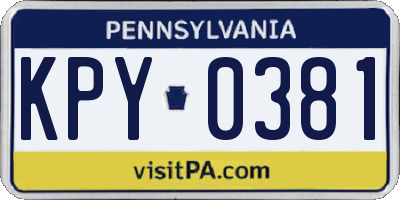 PA license plate KPY0381