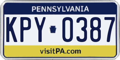 PA license plate KPY0387