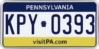 PA license plate KPY0393