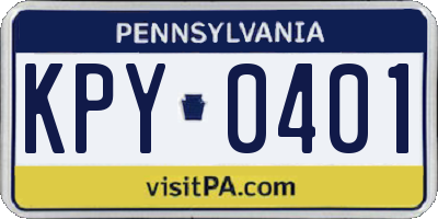 PA license plate KPY0401