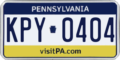PA license plate KPY0404